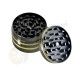 Grinder Metal Negro 4 Partes Hoja Marihuana Dorada