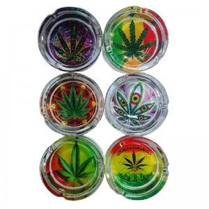 Cenicero Cristal Hojas Cannabis Colores
