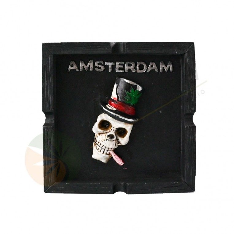 Cenicero resina Amsterdam Skull