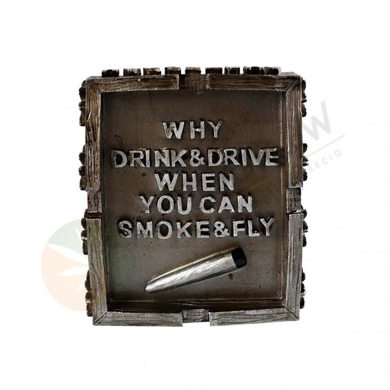 Cenicero resina plateado "Why drink & Drive"