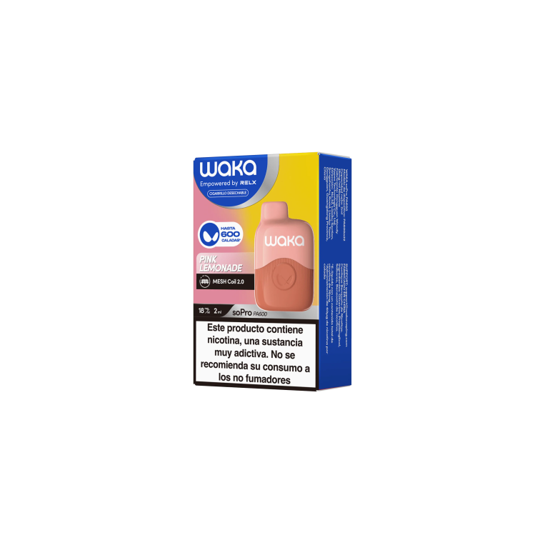 Pod Desechable Waka Sopro Pa600 - Pink Lemonade 2Ml 18Mg By Relx