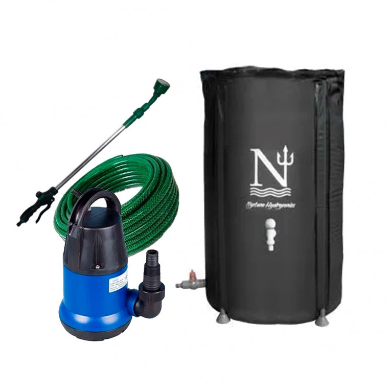 Kit de Riego con Lanza + Bomba 4000L con Deposito Flexible 100L