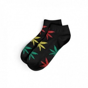 Comprar Calcetines Cortos Negros Y Hojas Rasta