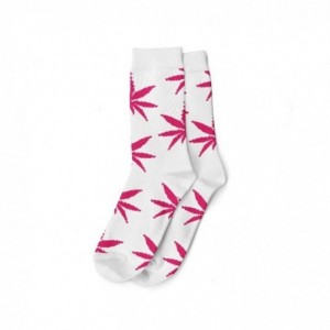 Comprar Calcetines Blancos Y Hojas Rosa Mujer