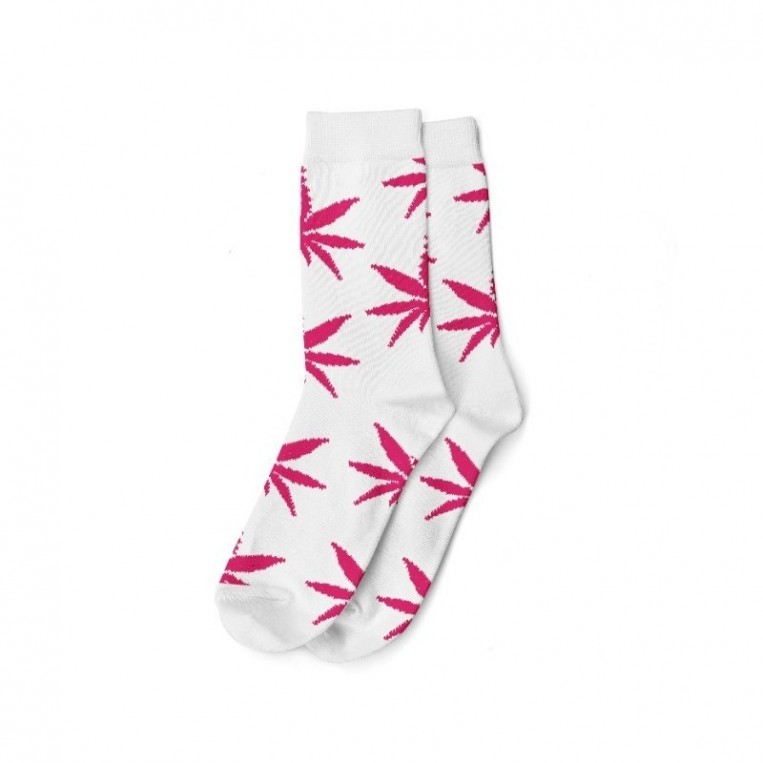 Weiße Socken für Damen und rosa Blätter