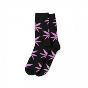 Comprar Calcetines Negros Y Hojas Rosa Mujer