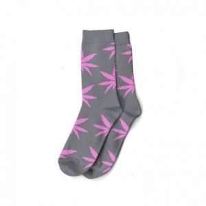 Comprar Calcetines Grises Y Hojas Rosa Mujer