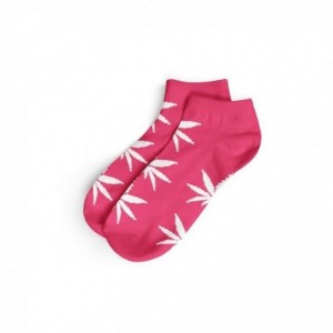 Comprar Calcetines Cortos Rosa Y Hojas Blancas Mujer