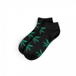 Comprar Calcetines Cortos Negros Y Hojas Verdes