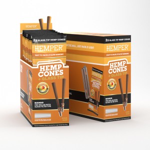 Comprar King Size 2pk Hemp Cones With Glass Tips Hemp Paper Mango