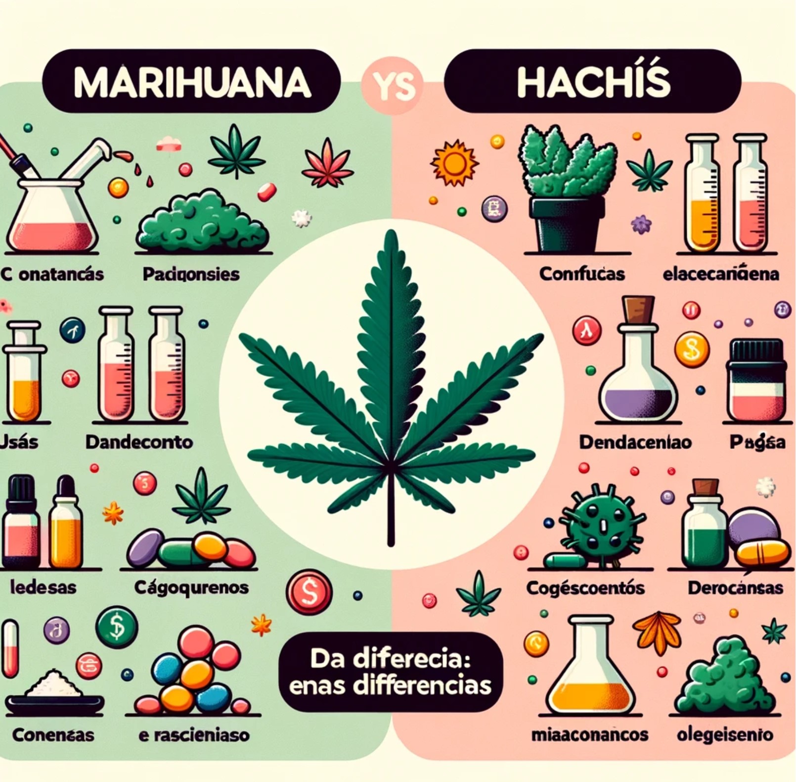 todas las diferencias entre hachis y marihuana en la infografia