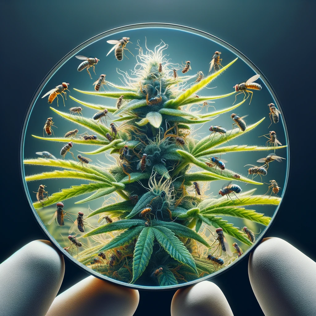 minadores de hojas en plantas de cannabis